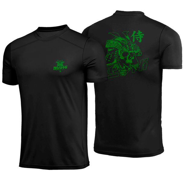 Camiseta BushiStrategy Bushi Caveira Verde Preta Poliamida