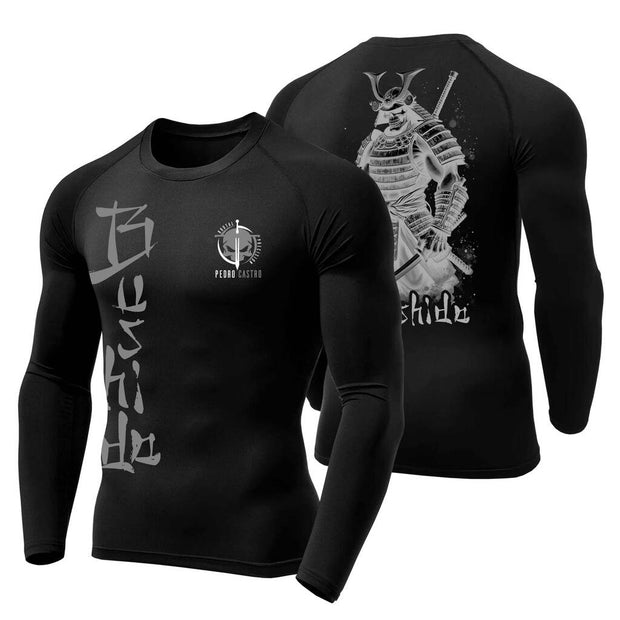 Camiseta Brutal Precision Rashguard Brutal Caveira Samurai Negativa Bushida