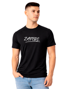 Camiseta Zafers Zafers Escrita Frente Poliamida Preta