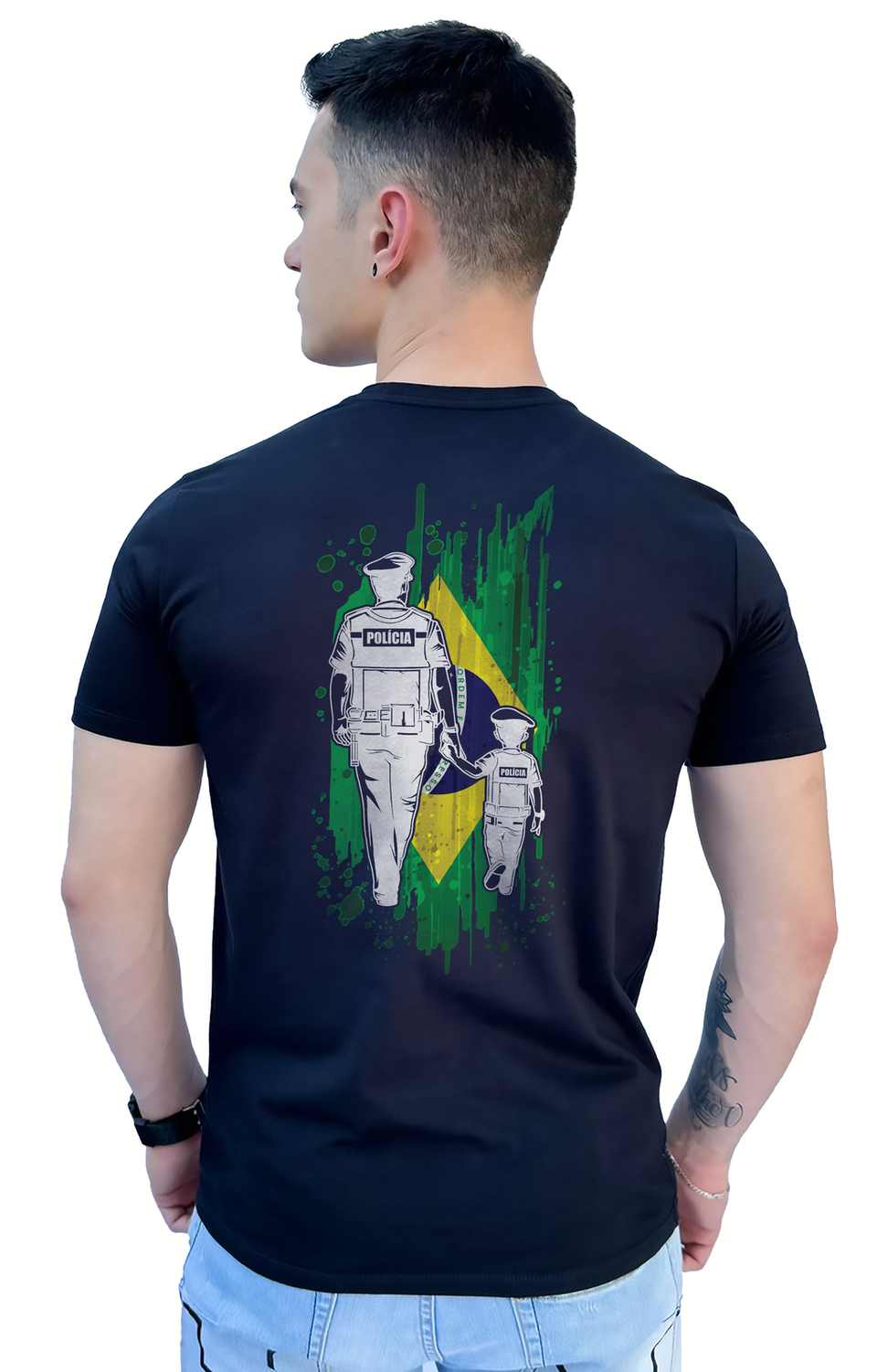 Camiseta Zafers Zafers Polícia Verso Poliamida Preta