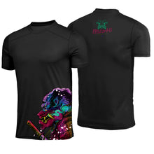 Camiseta BushiStrategy Bushi Dry Fit Guerreiro Colorido Preta Poliamida