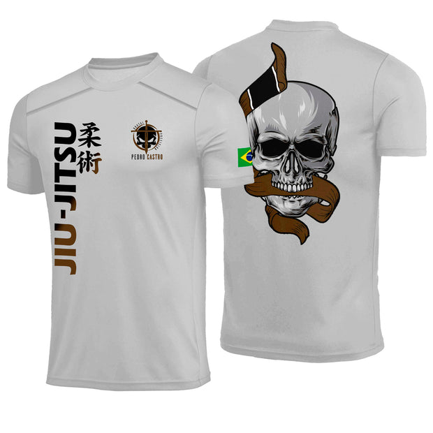 Camiseta Brutal Precision Brutal Caveira Faixa Marrom Poliamida