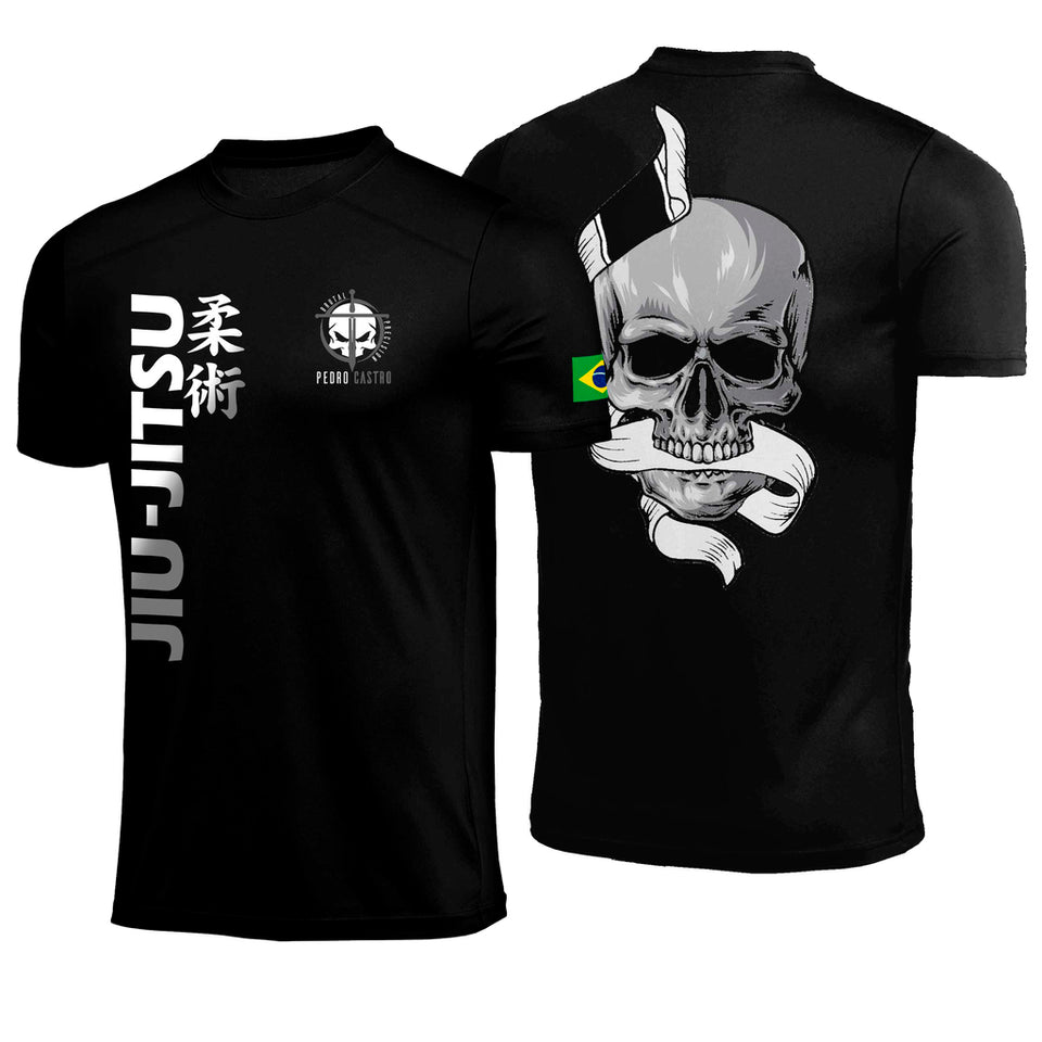 Camiseta Brutal Precision Brutal Caveira Faixa Branca Poliamida