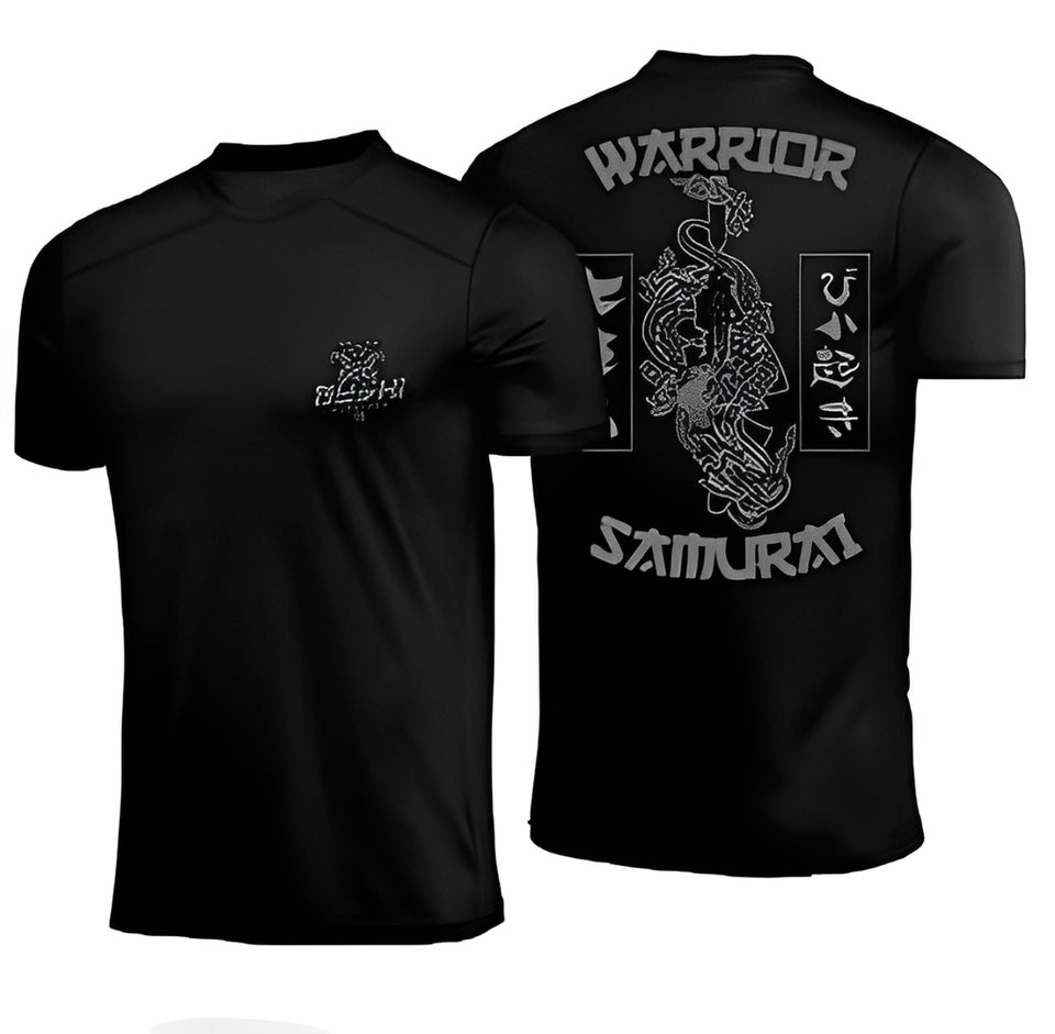Camiseta BushiStrategy Bushi Warrior Samurai Preta Poliamida
