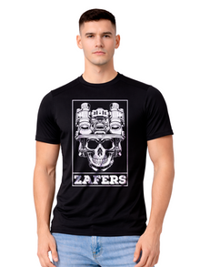 Camiseta Zafers Zafers Escrita Caveira Frente Poliamida Preta Dryfit