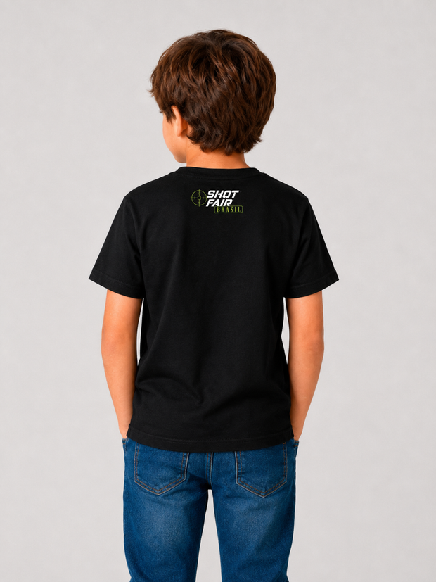 Camiseta ShotFair Infantil Poliamida com Elastano Preta