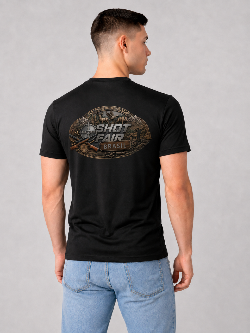 Camiseta ShotFair Emblema Algodão Preta