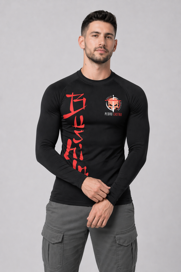 Camiseta Brutal Precision Rashguard Brutal Samurai Negativa 3 Espadas Bushida