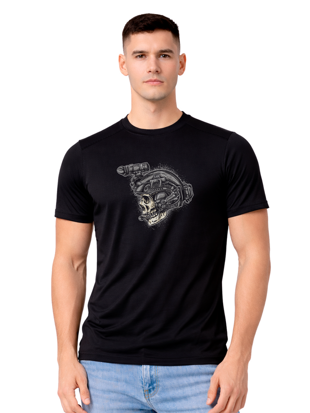 Camiseta Zafers Zafers Caveira Capacete Estampa Frente Poliamida Preta