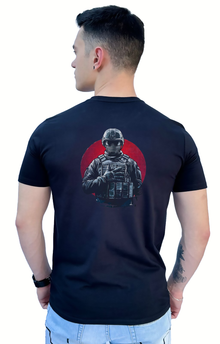 Camiseta Zafers Zafers Soldado Estampa Verso Poliamida Preta