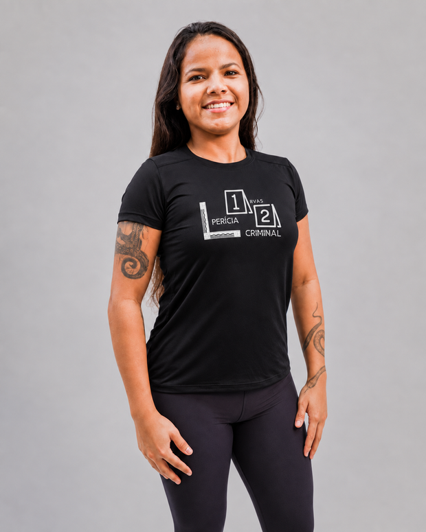 Camiseta .ESPECIALISTA Babylook Perícia Criminal Preta