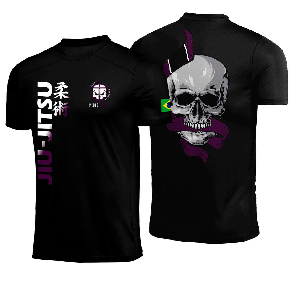 Camiseta Brutal Precision Brutal Caveira Faixa Roxa Poliamida