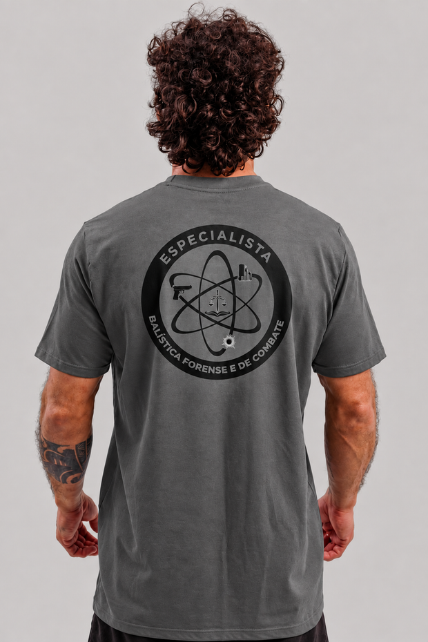 Camiseta .ESPECIALISTA Balística Algodão Cinza