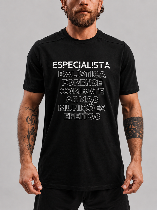 Camiseta .ESPECIALISTA Especialista em Balística Poliamida Preta