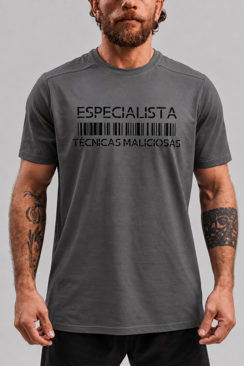 Camiseta .ESPECIALISTA Técnicas Maliciosas Algodão Cinza