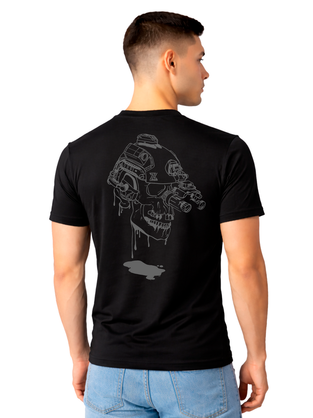Camiseta Zafers Zafers Caveira Binóculos Verso Poliamida Preta