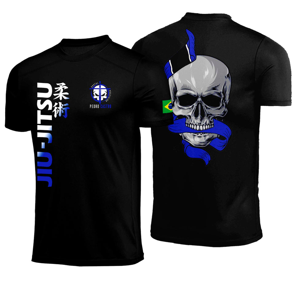 Camiseta Brutal Precision Brutal Caveira Faixa Azul Poliamida