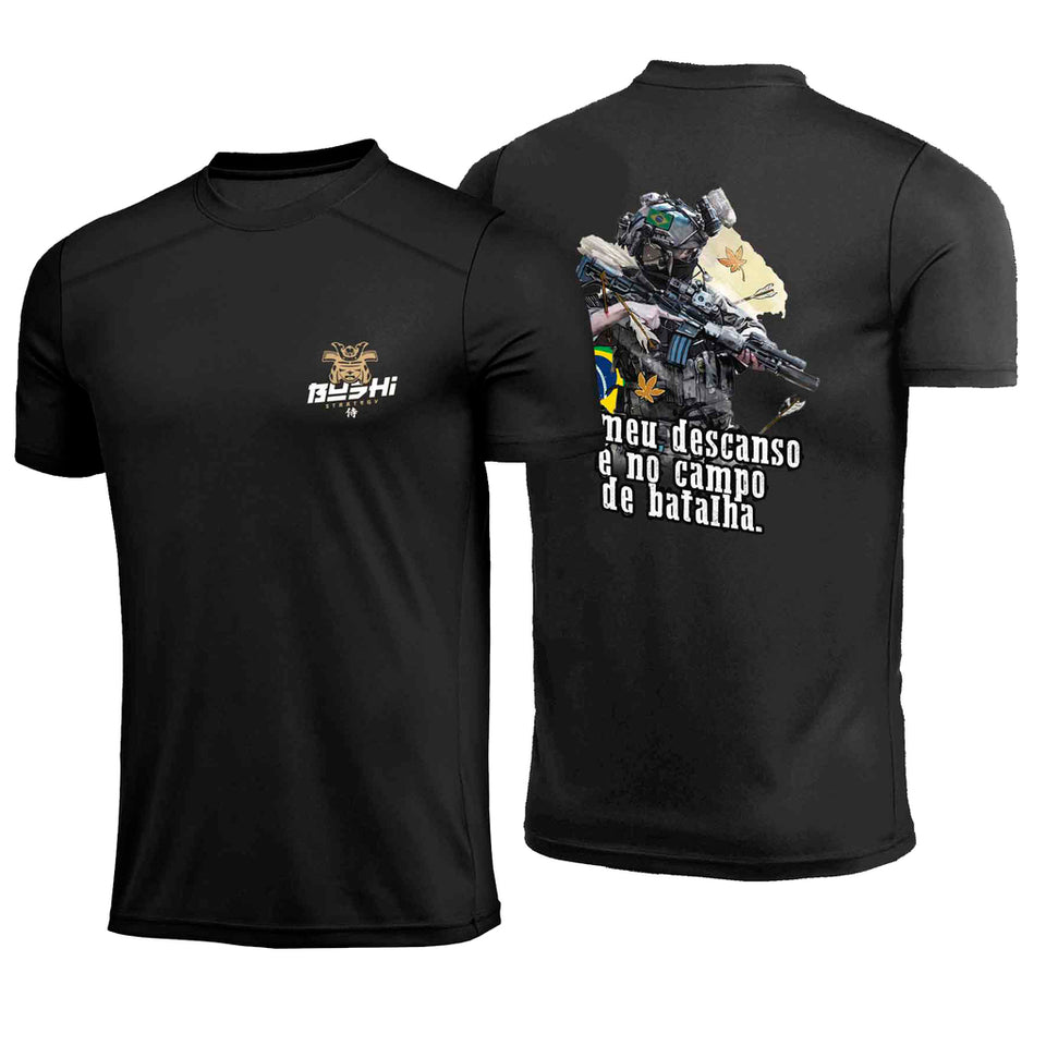 Camiseta BushiStrategy Bushi Campo De Batalha Preta Poliamida