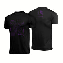 Camiseta Eduardo Tactics Tactics Caveira Tecnológica Preta Logo Roxa Poliamida